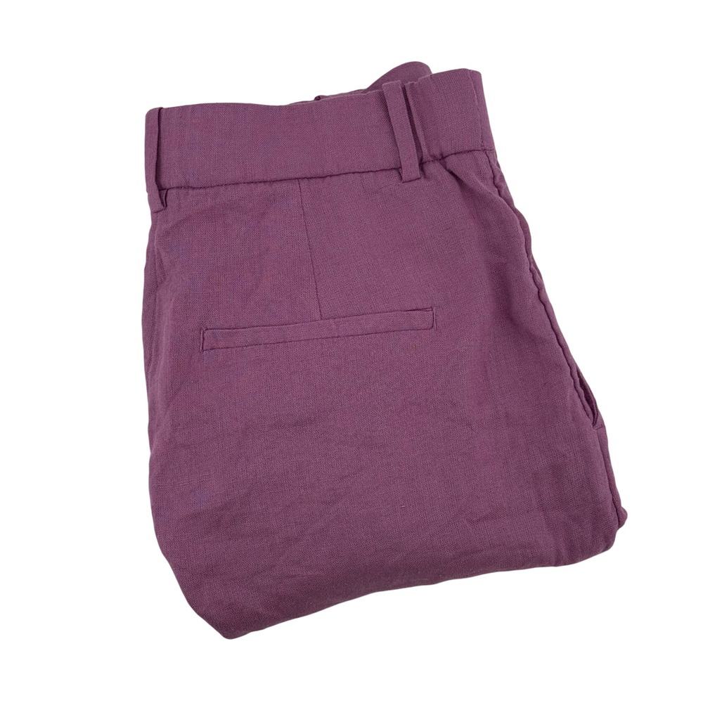 Abercrombie & Fitch Womens Purple Linen Blend Wide Leg Cropped Pants Size 27 4R‎